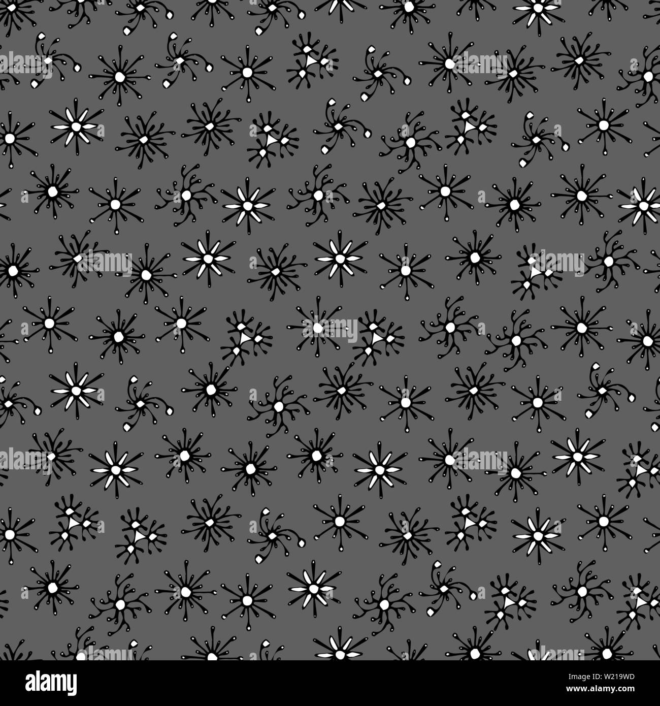 Star nahtlose Muster. Schwarz und Weiß süß Hintergrund. Chaotische Elemente Stock Vektor