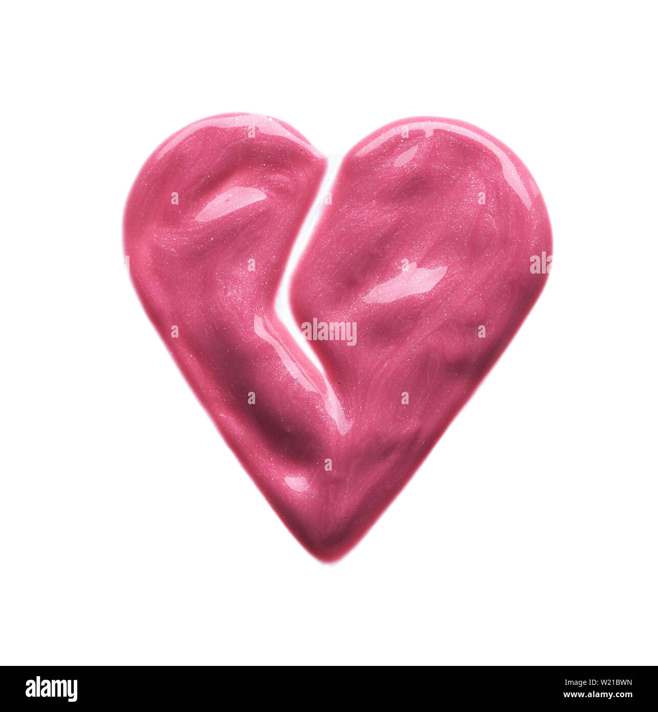 Sanft rosa Anschläge und die Textur von Lip Gloss oder Acrylfarbe auf weißem Hintergrund Stockfoto