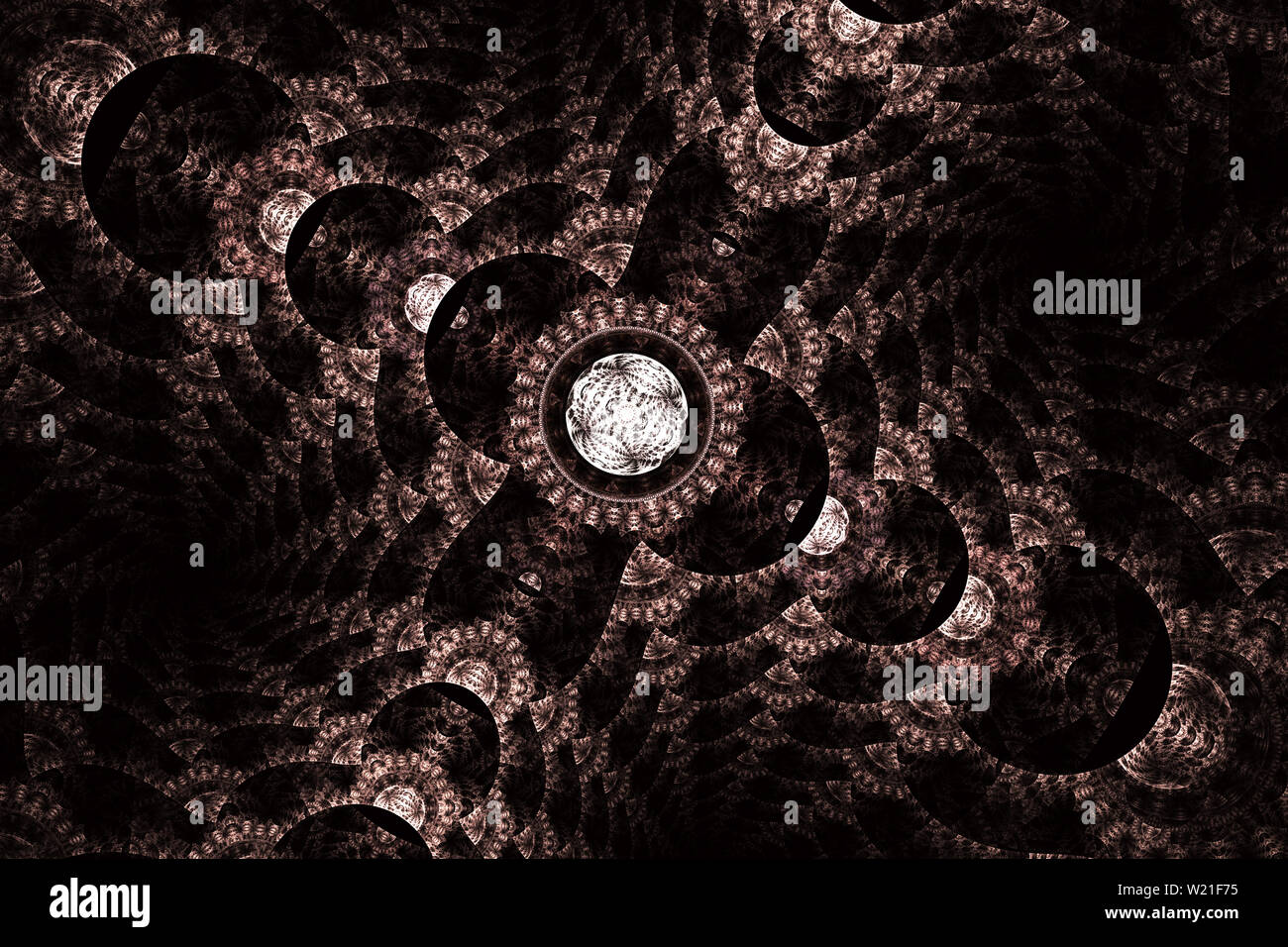 Abstraktes fraktale Muster und Formen. Raum der Geometrie. Dynamische fliessende Formen mit Spiralen. Geheimnisvolle psychedelischen Entspannung Muster. Fraktale wirbelt, d Stockfoto