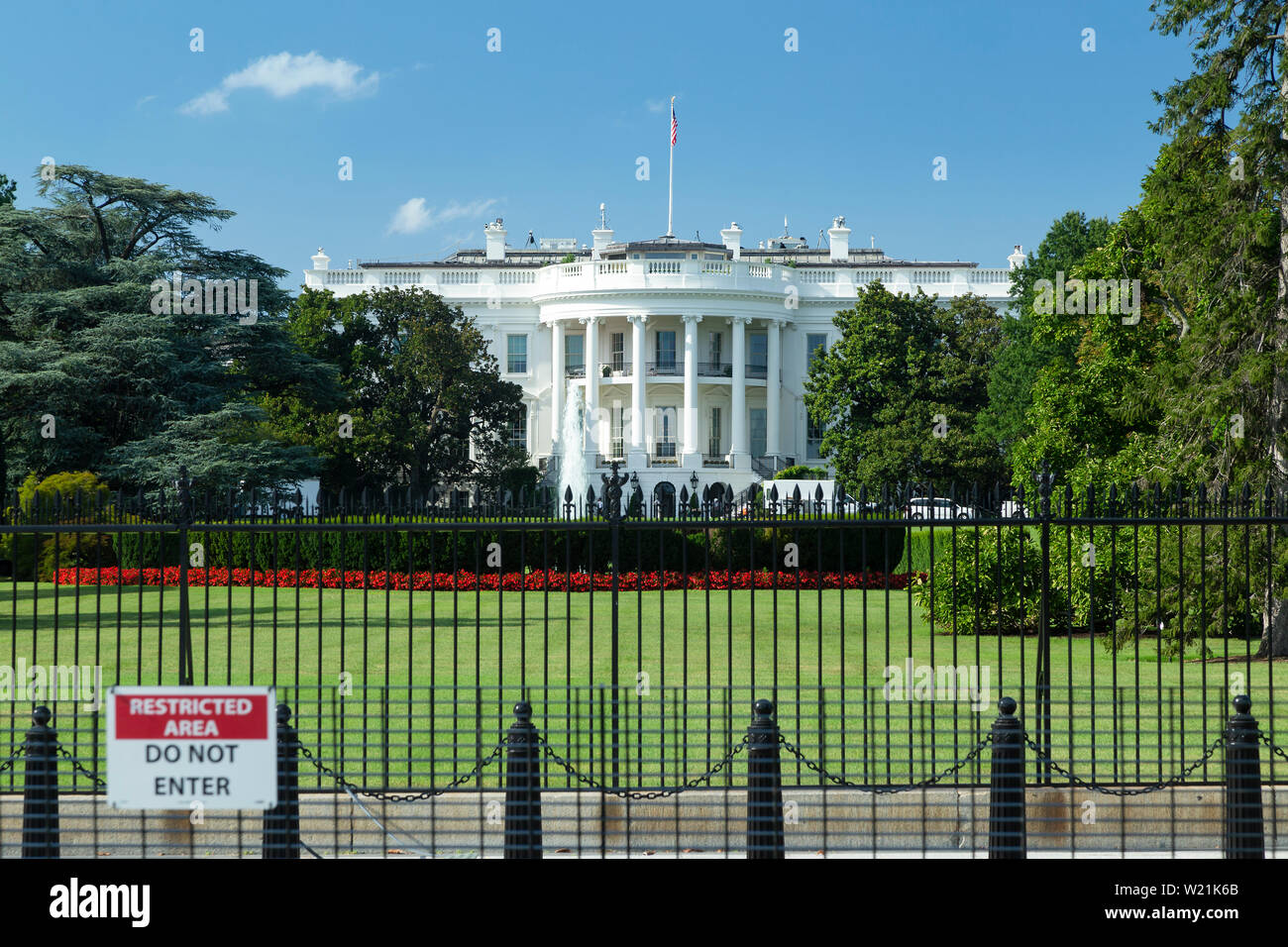 Das Weiße Haus Ansicht von Süden, mit Brunnen Washington DC Stockfoto