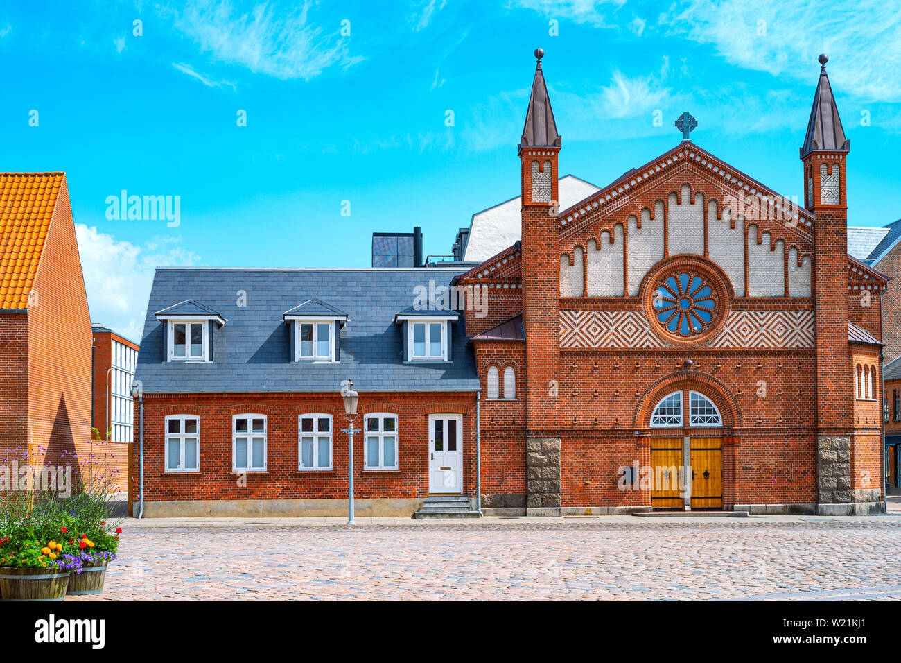 Dänemark, jütland Halbinsel, Esbjerg, die Pfarrkirche in Kirkegade Straße Stockfoto