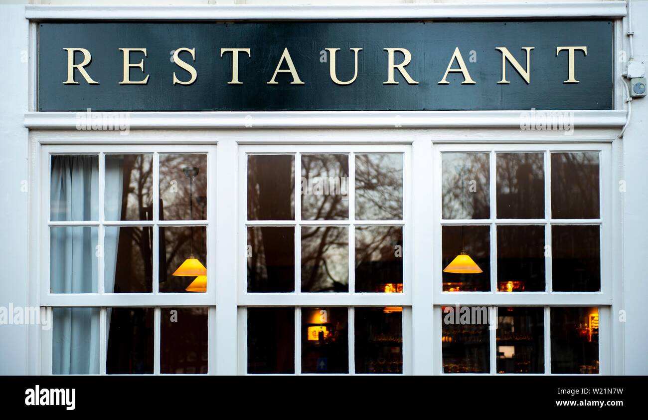 Logo Restaurant, Außenfassade, Amsterdam, Holland, Niederlande Stockfoto