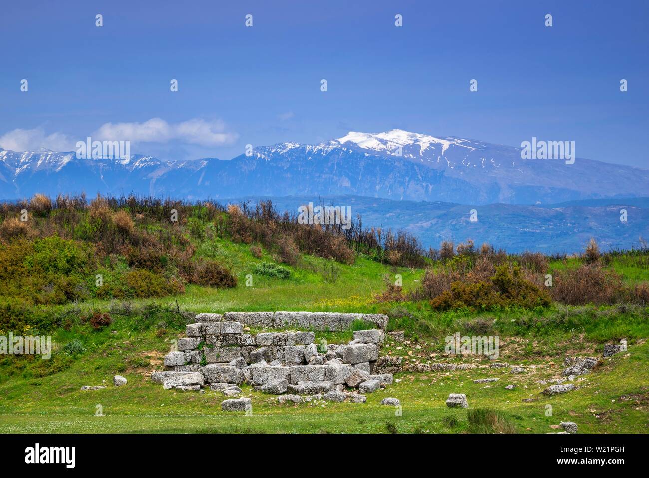 Ruinen von Amantia, antiken illyrischen Siedlung, 4.Jahrhundert v. Chr., Ploca, Albanien Stockfoto