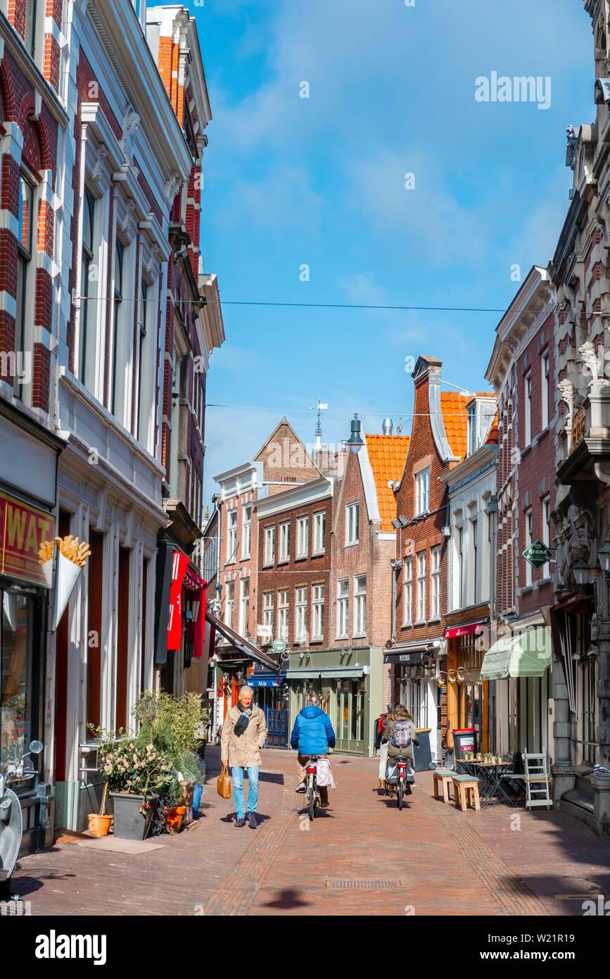Gasse mit historischen Häusern, Haarlem, Provinz Nord Holland, Holland, Niederlande Stockfoto