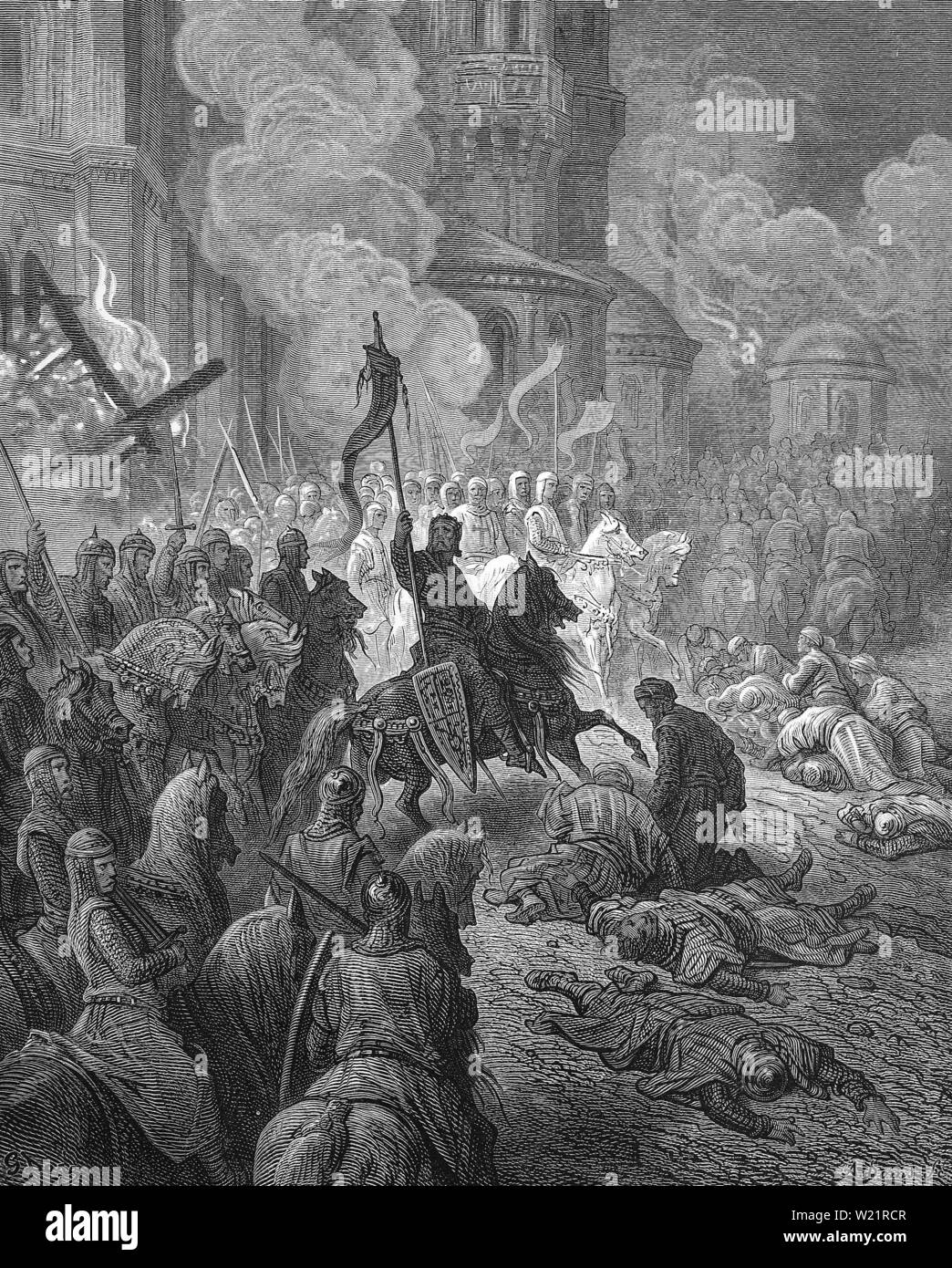 Eingabe der Kreuzfahrer in Konstantinopel, der vierte Kreuzzug, 1885, historische woodprint, England Stockfoto