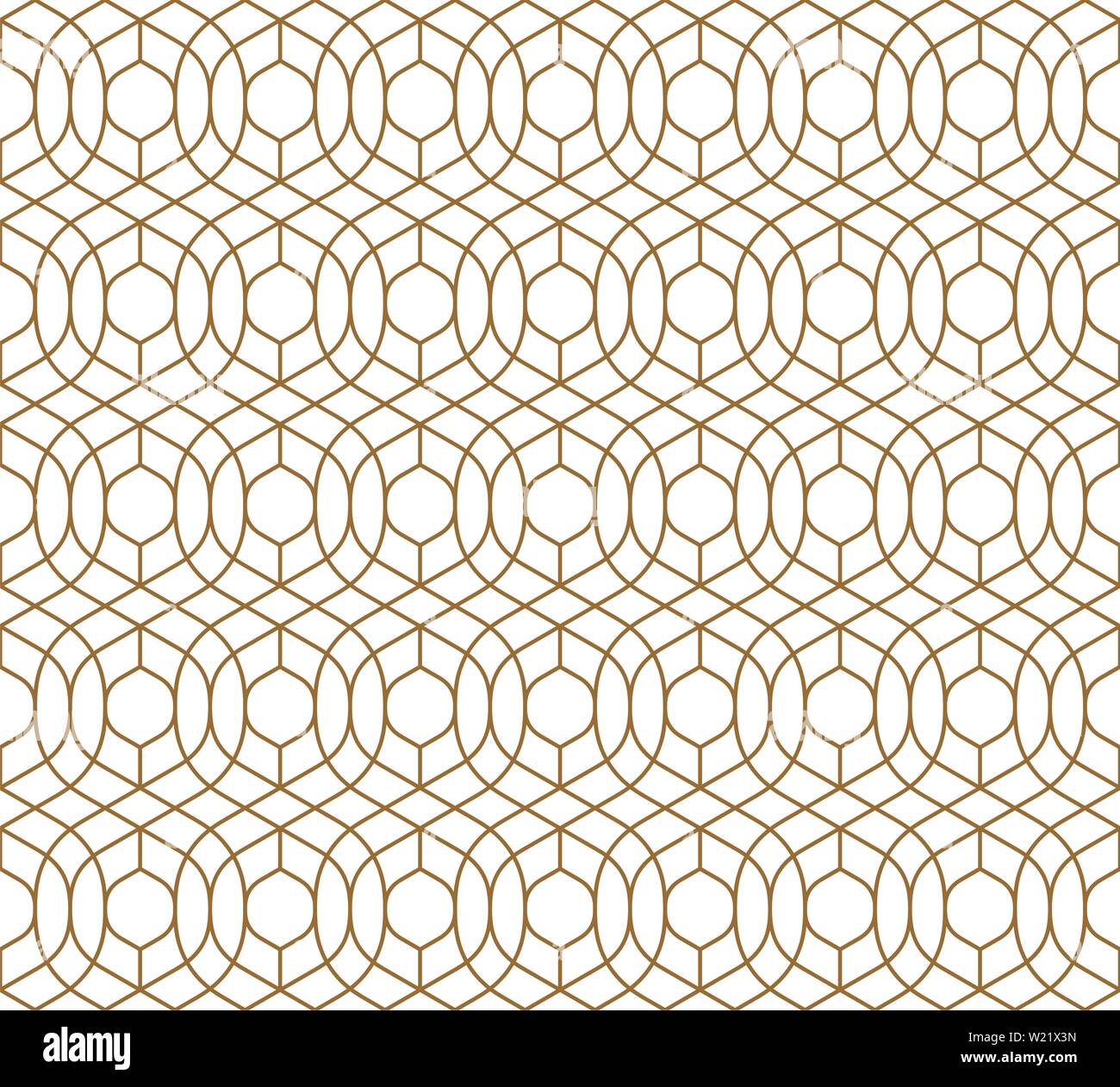 Nahtlose geometrische Muster der Verflechtung goldene Linien auf einem weißen Hintergrund. Stock Vektor