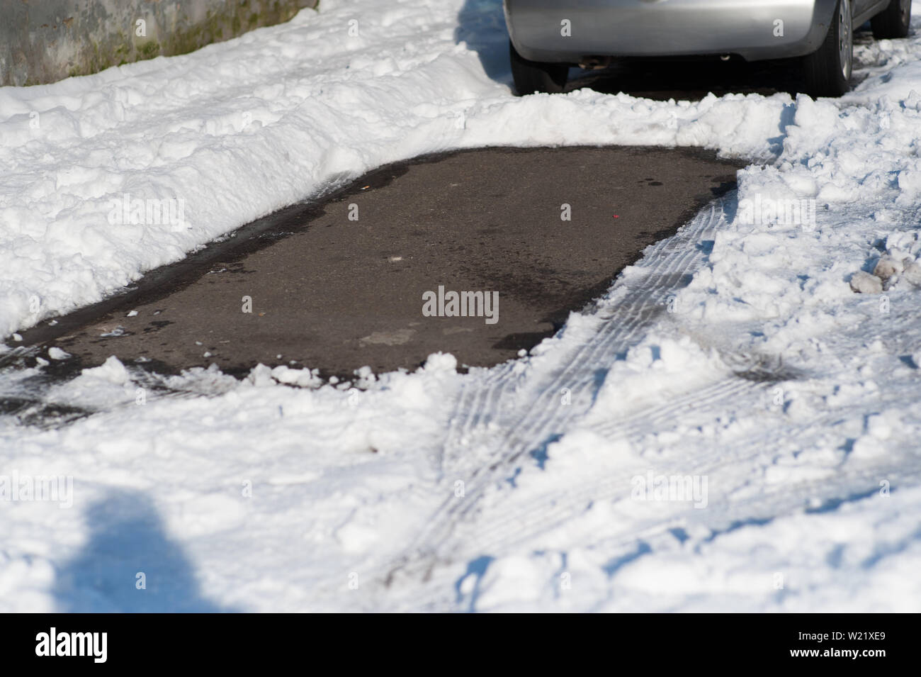 Anormale Klimawandel Sturm in Florenz im Dezember 2010 gezwungen, Autos sehr über normalen Transport Aktivitäten in der Stadt, vorsichtig zu sein. Italien Stockfoto