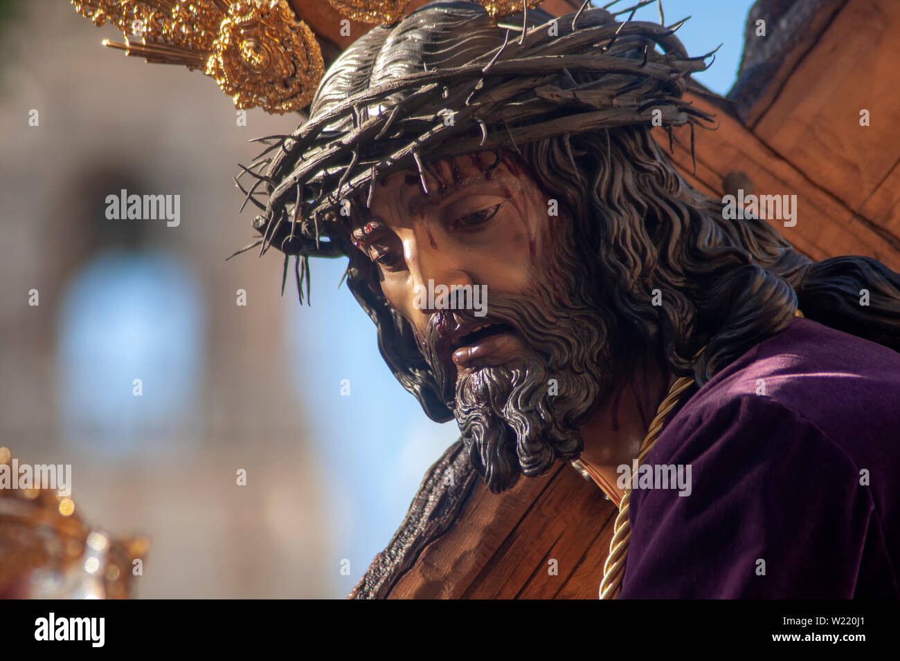 Christus der Demut der Bruderschaft der Hügel, die Karwoche in Sevilla Stockfoto