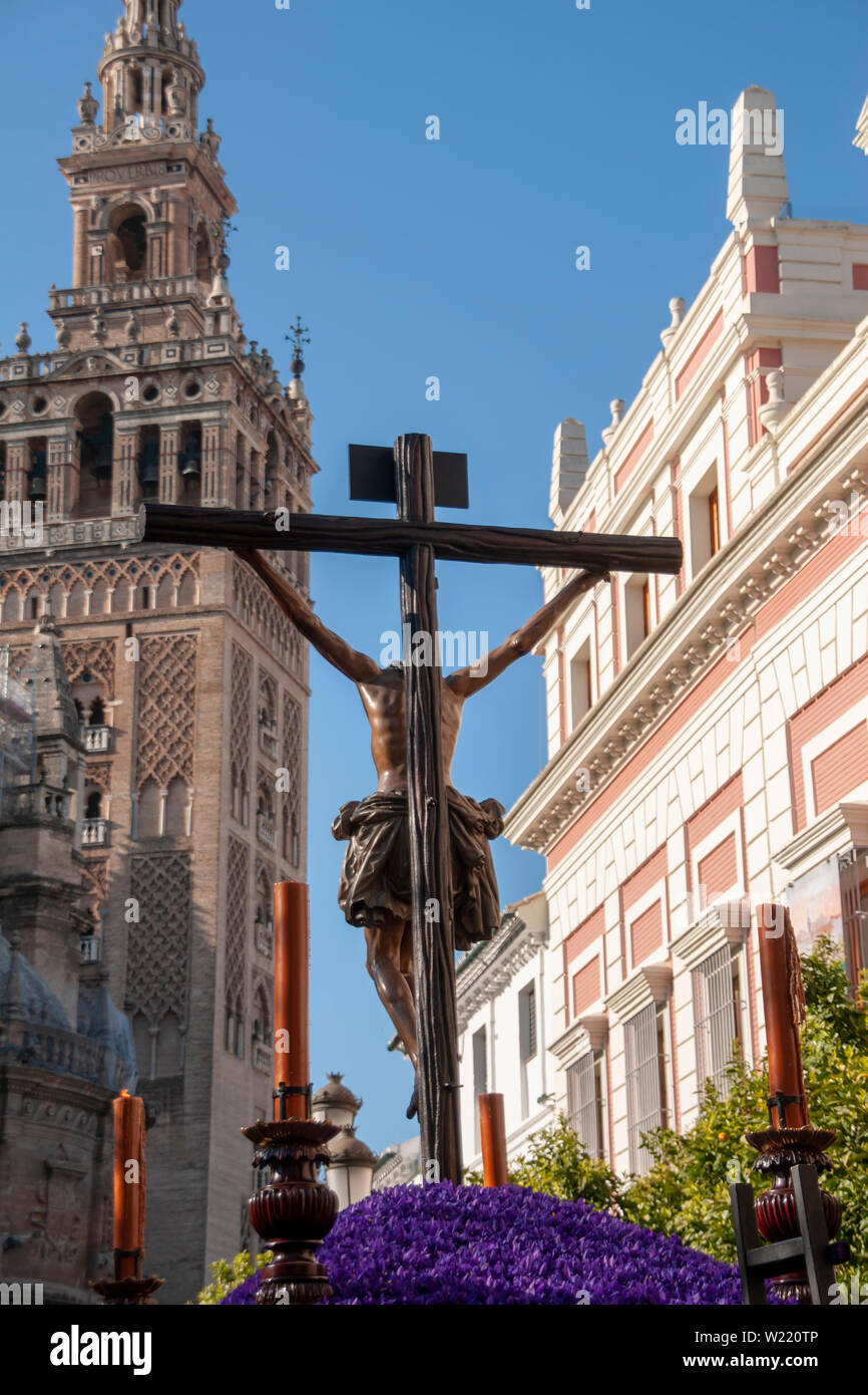 Bilder der Karwoche in Sevilla, Bruderschaft der Studenten Stockfoto