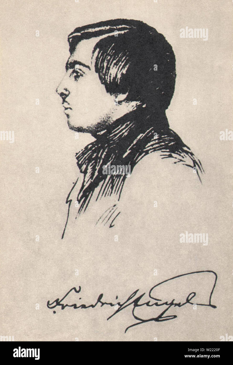 Friedrich Engels. 1839. Stockfoto