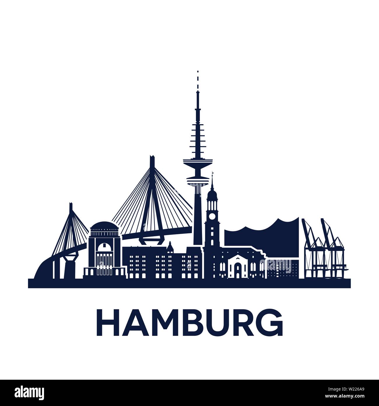 Abstract Skyline der Stadt Hamburg in Deutschland, erweiterte Version, Vector Illustration Stock Vektor