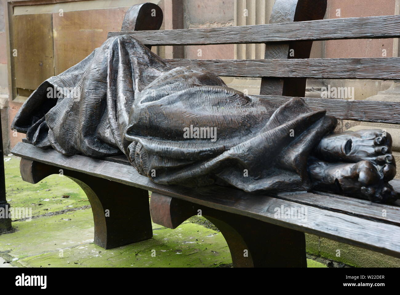 Obdachlose Jesus in Manchester. Stockfoto