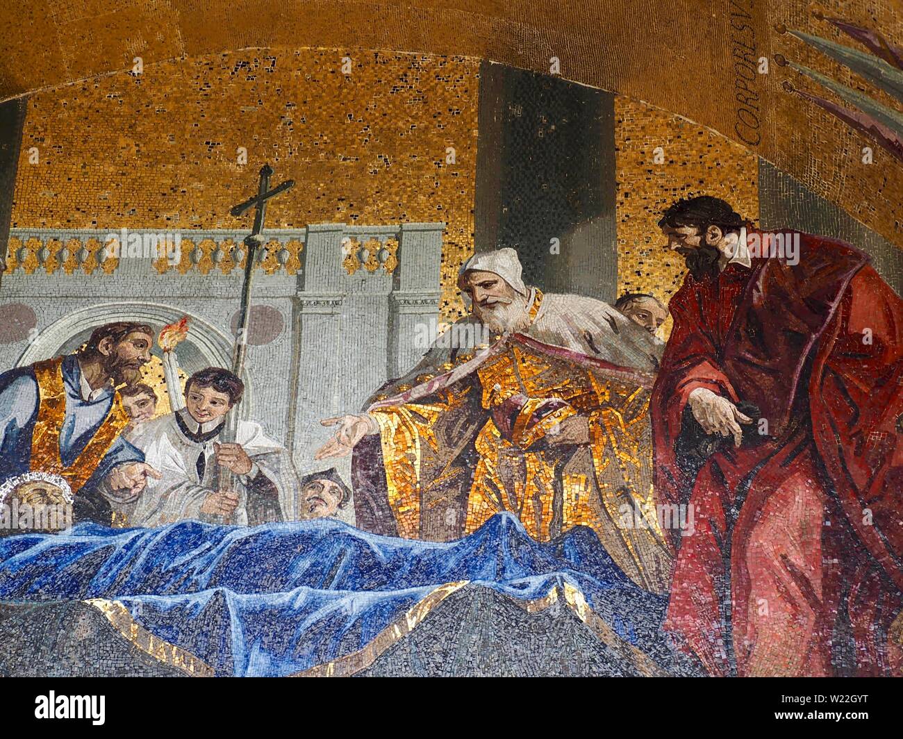 Schönen Mosaik mit Gold an der Außenseite und öffentlichen Fassade von St. Markus oder San Marco in Venedig Stockfoto