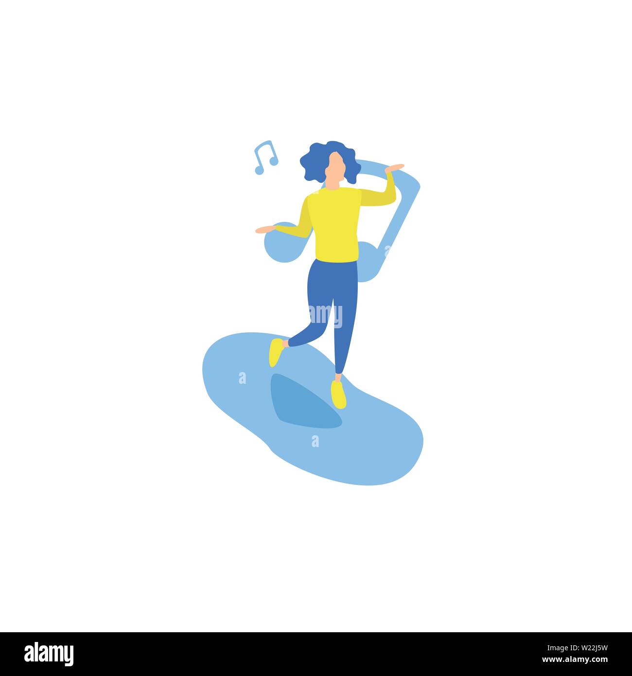Flaches Design Illustration einer Frau tanzen zu Musik, Business Aktivitäten Tanzen Stock Vektor