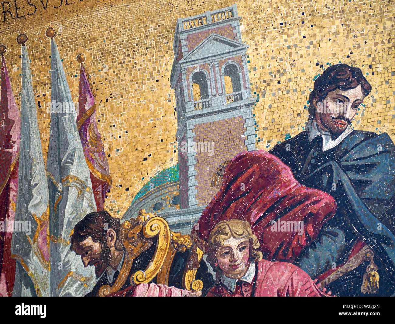 Schönen Mosaik mit Gold an der Außenseite und öffentlichen Fassade von St. Markus oder San Marco in Venedig Stockfoto
