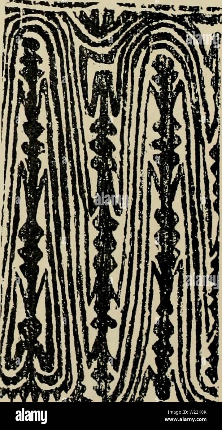 Archiv Bild von Seite 21 der dekorativen Kunst von Neuguinea. Dekorative Kunst von Neuguinea, eingeschnittenen Designs decorativeartofn 04 lewi Jahr: 1925 4. 6 SPEER DESIGNS VON DER NORDKÜSTE. NEW GUINEA. Stockfoto