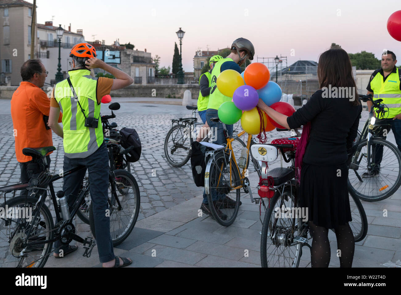 Sonnenaufgang Fahrt Stadt mit der velocite Montpellier in Montpellier Frankreich Stockfoto