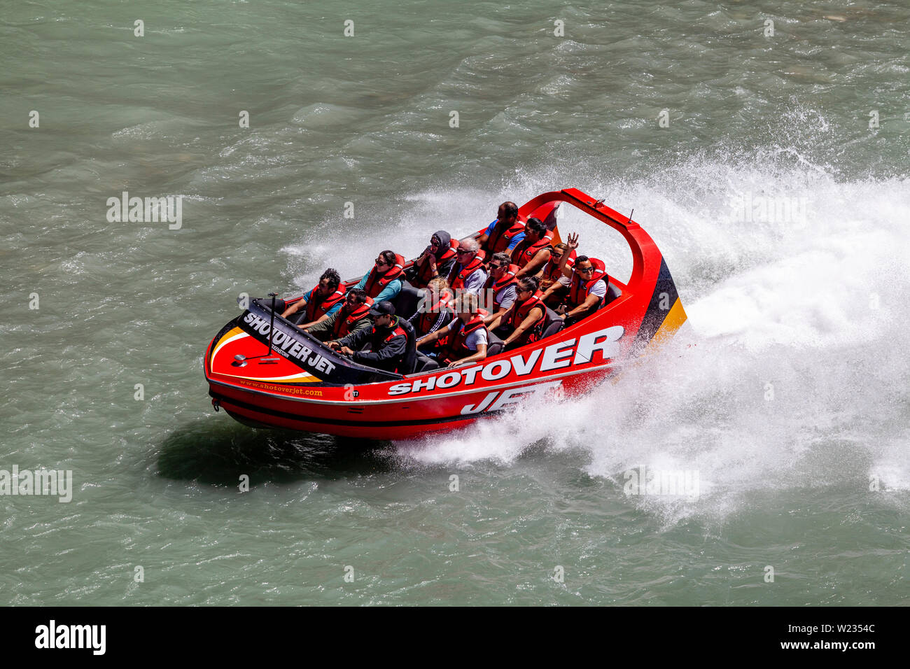 Abenteuer Sport auf Lake Wakatipu, Queenstown, Otago, Südinsel, Neuseeland Stockfoto