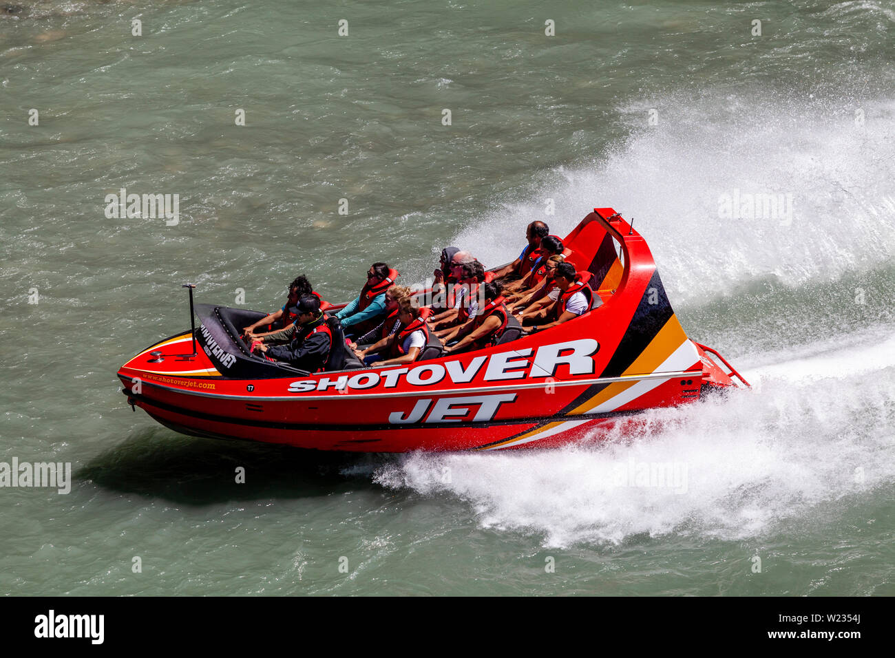 Abenteuer Sport auf Lake Wakatipu, Queenstown, Otago, Südinsel, Neuseeland Stockfoto