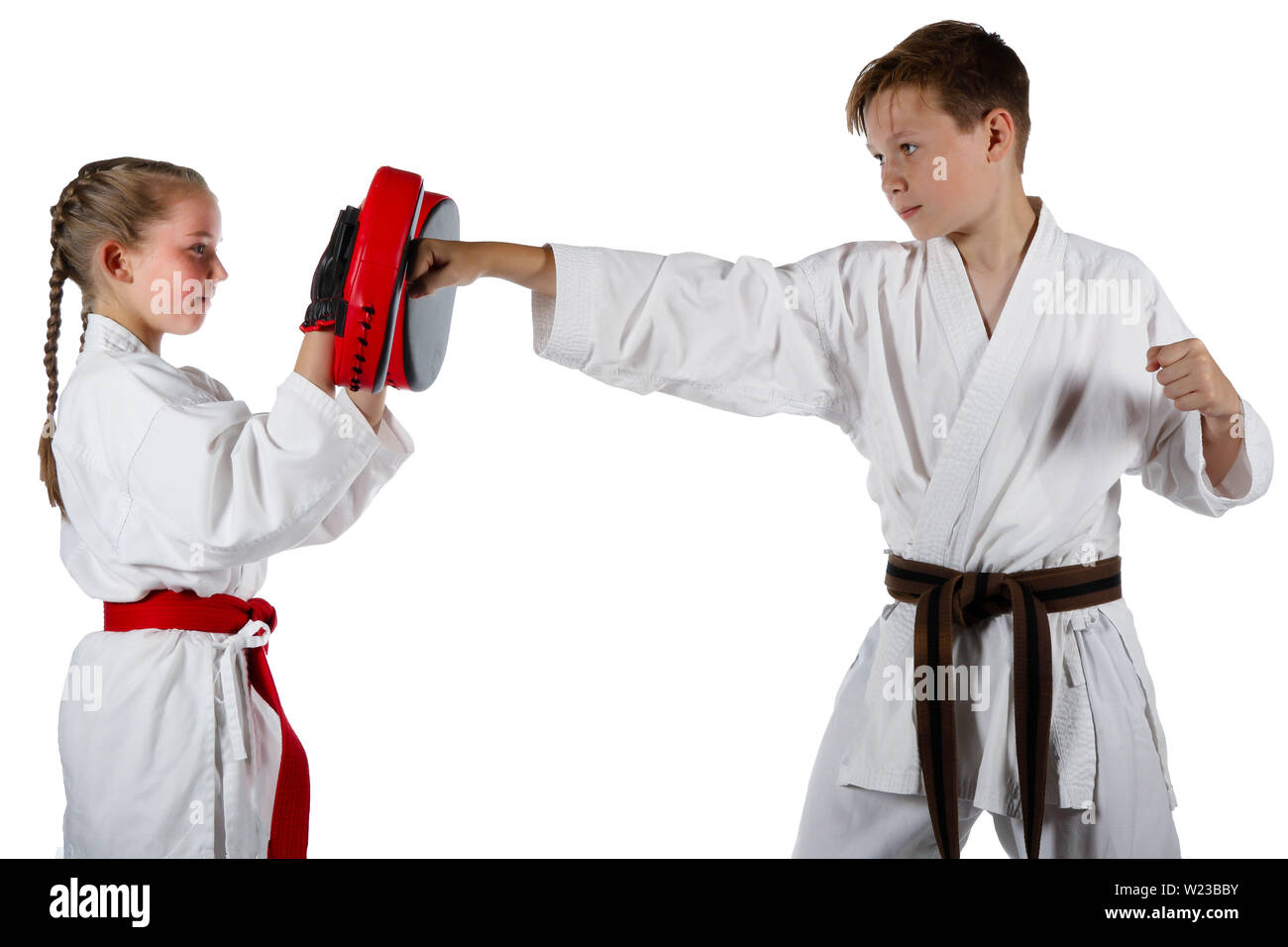 Kaukasische vor - jugendlich Mädchen und Teenager, Karate Stockfoto