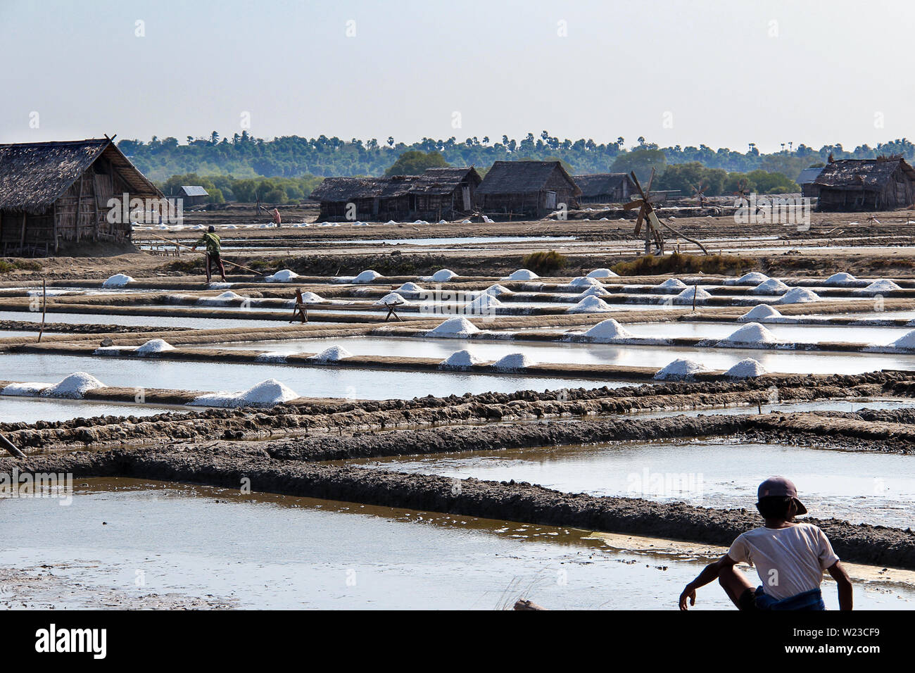 Traditionelle Salz Landwirtschaft in der Nähe von dem Meer in Borneo, Indonesien. Stockfoto