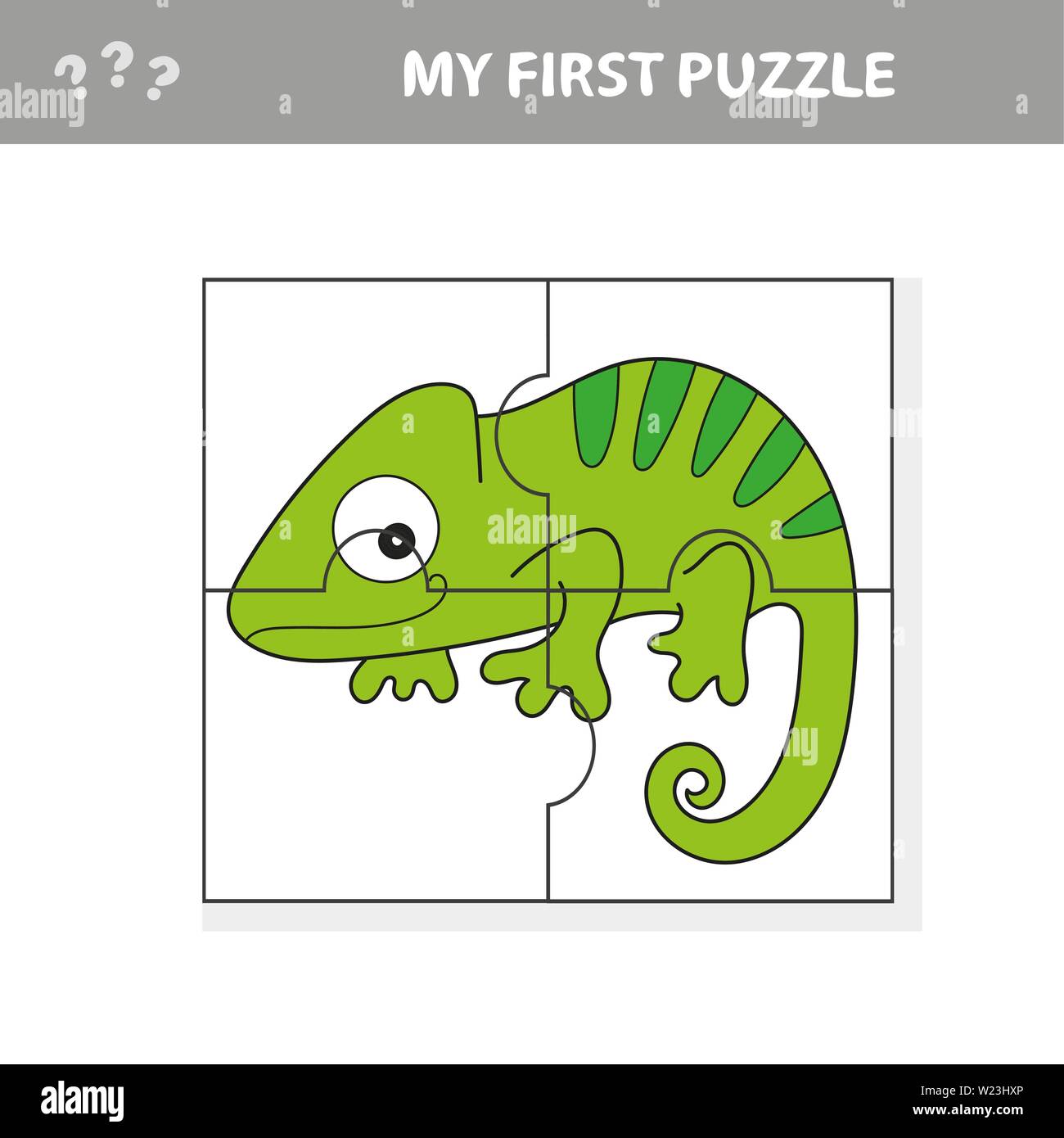 Spiel für Kinder. Aktivität Seite. Puzzle für Kinder - Iguana oder  Chamäleon. Einfach isoliert Vector Illustration cute Cartoon Stil  Stock-Vektorgrafik - Alamy