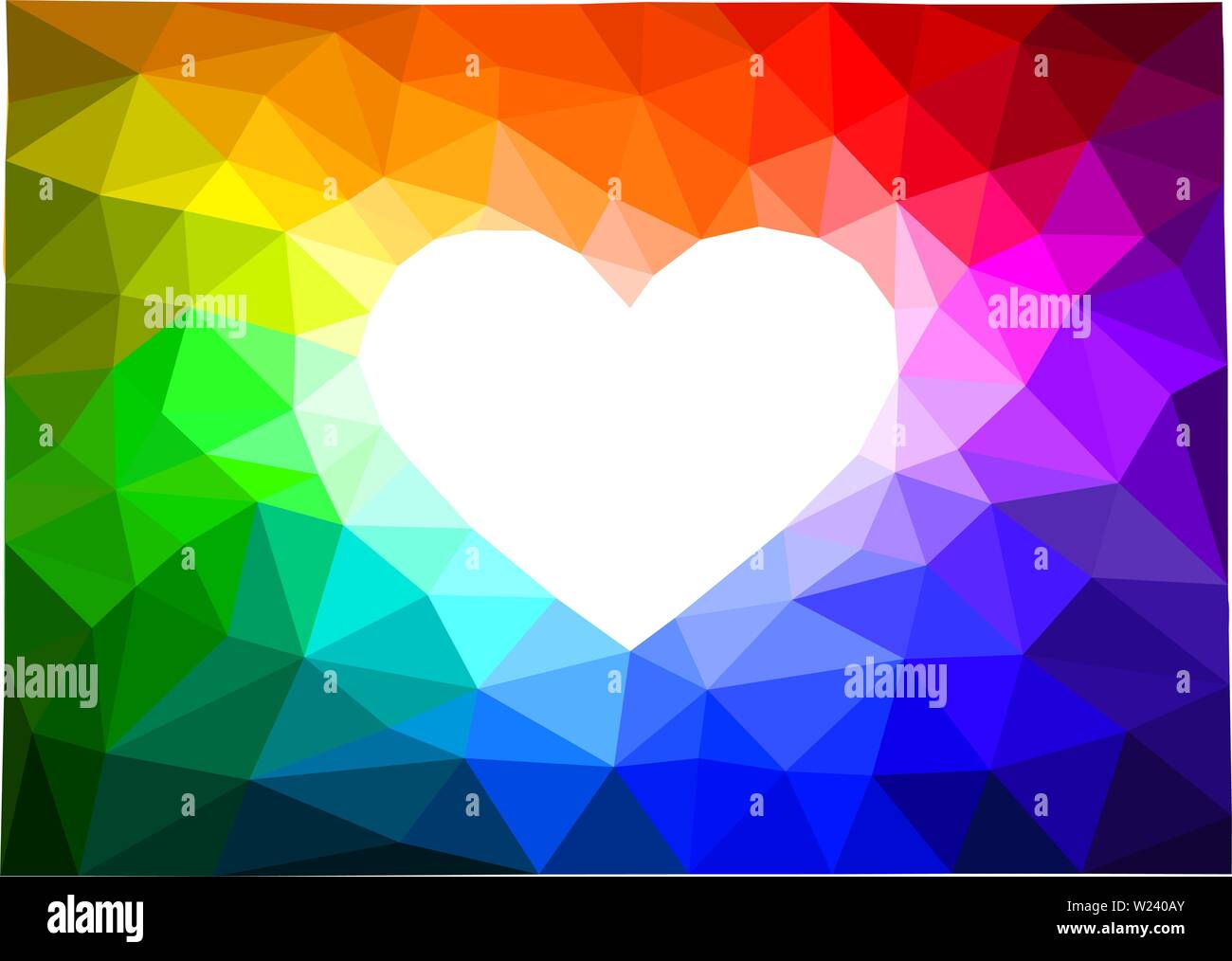 Weiß Herz auf eine abstrakte farbenfrohe Polygone Hintergrund Stock Vektor