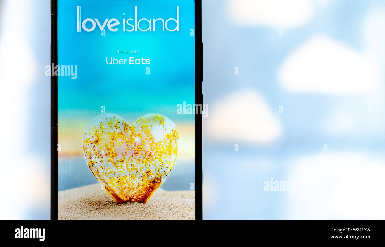 Liebe Insel TV-show-Logo auf dem Bildschirm des Smartphones. Stockfoto