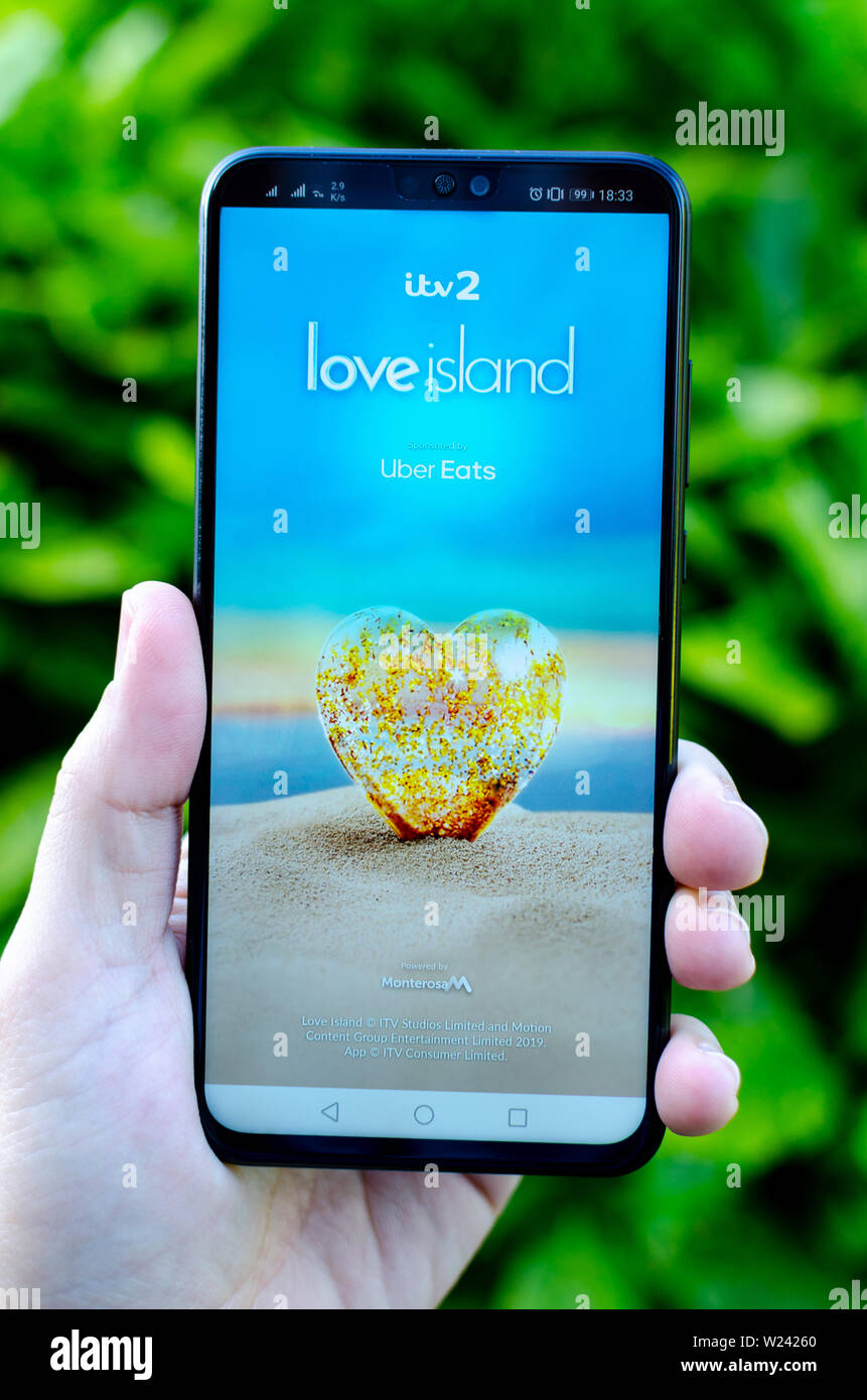 Liebe Insel TV-show-Logo auf dem Bildschirm des Smartphones. Stockfoto