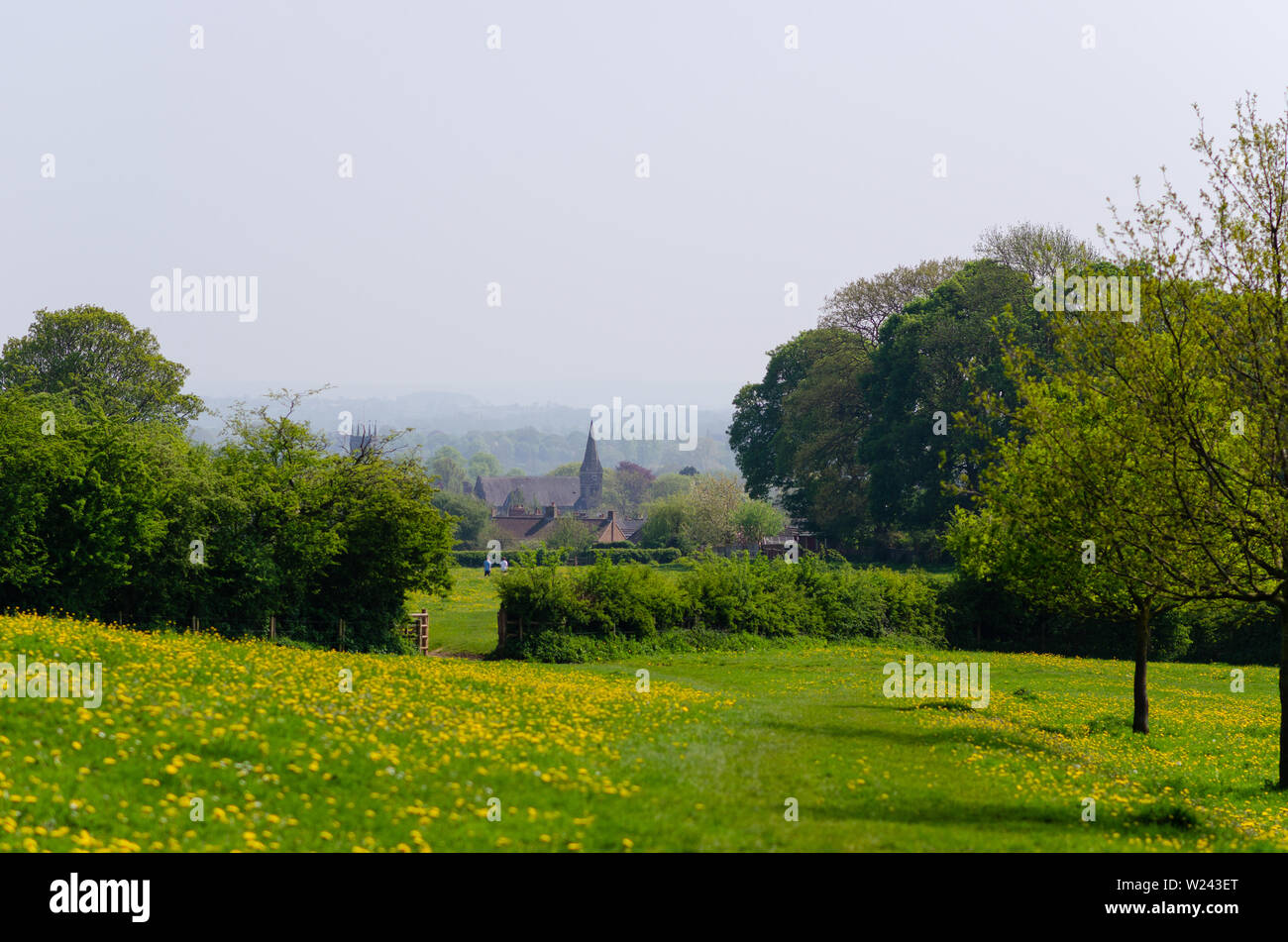Schönen Frühling Landschaft in der kleinen englischen Stadt. Stein, Staffrodshire, Vereinigtes Königreich. Stockfoto