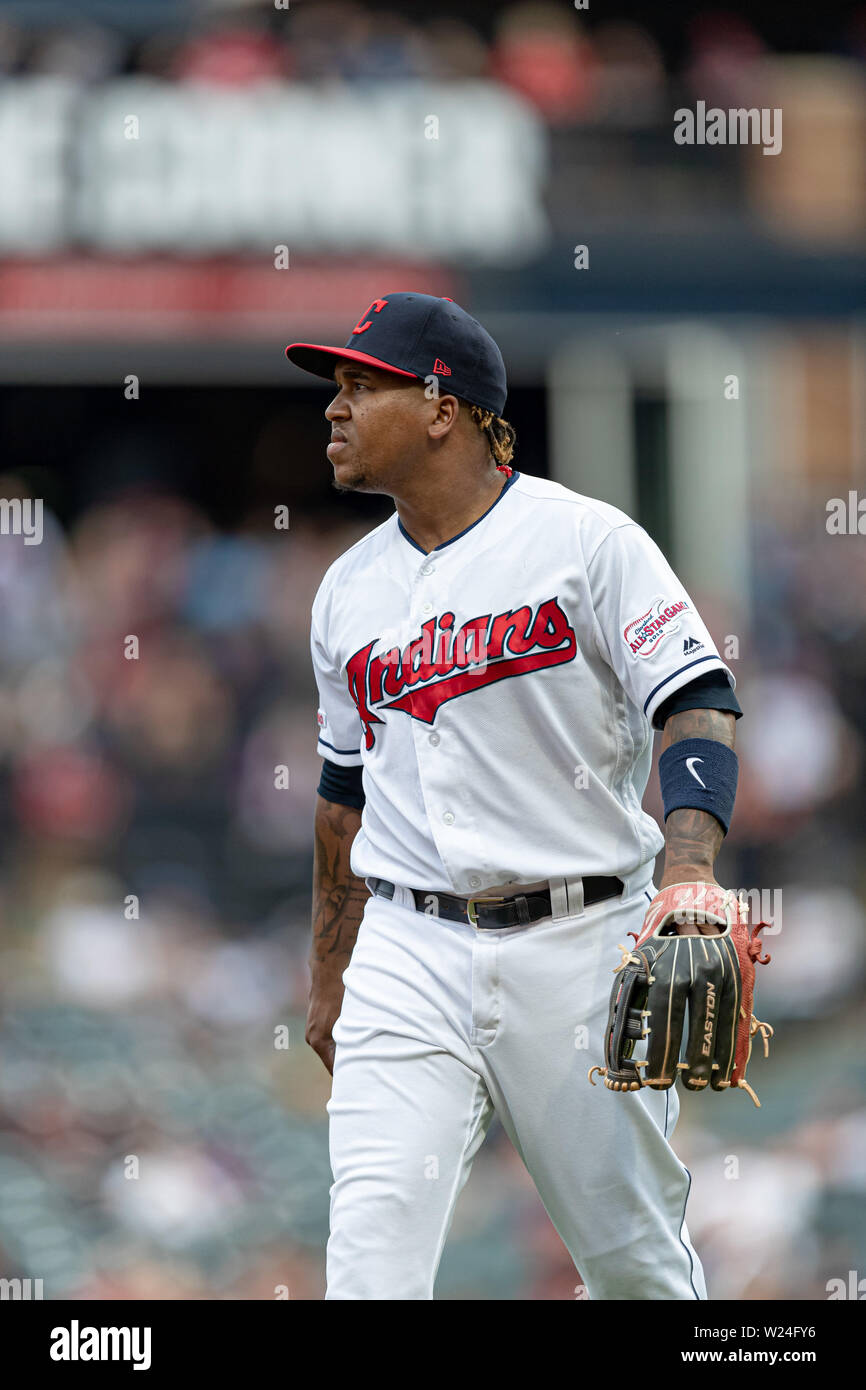 Mai 16th, 2019: Cleveland Indians Jose Ramirez (11), die in Aktion während eines Spiels zwischen den Baltimore Orioles und die Cleveland Indians am 16 Mai, 2019 am progressiven Feld in Cleveland, OH. Adam Lacy/CSM. Stockfoto