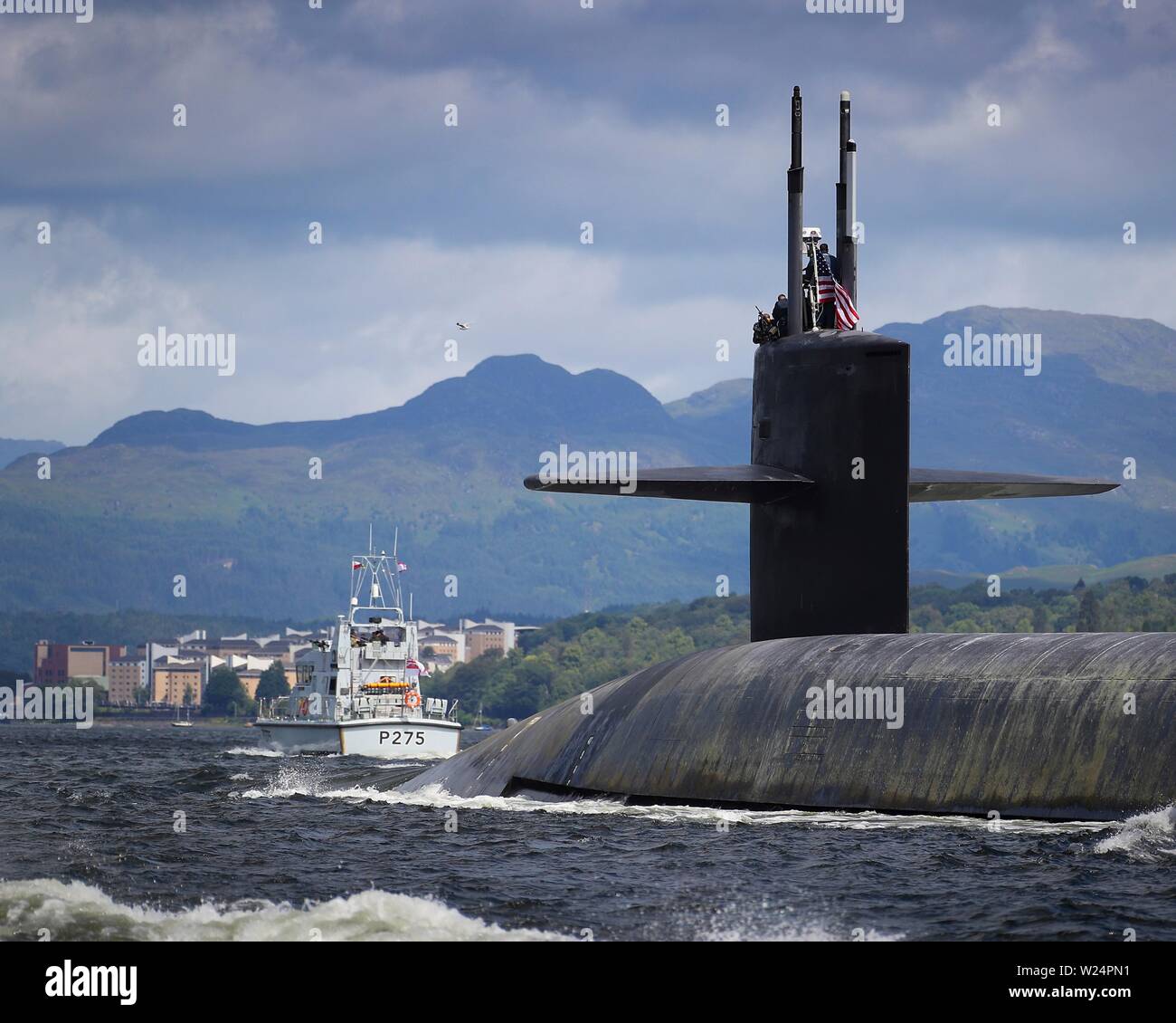 Die USMarine Ohio Klasse ballistische Rakete AtomUBoot USS Alaska kommt für einen Besuch