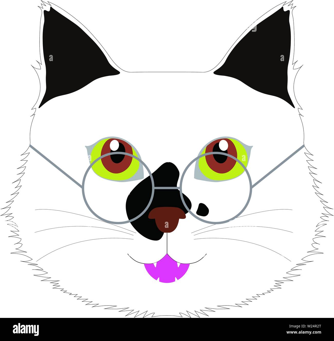Lächelnd Katze mit Brille CG, Vektor Bild Stockfoto