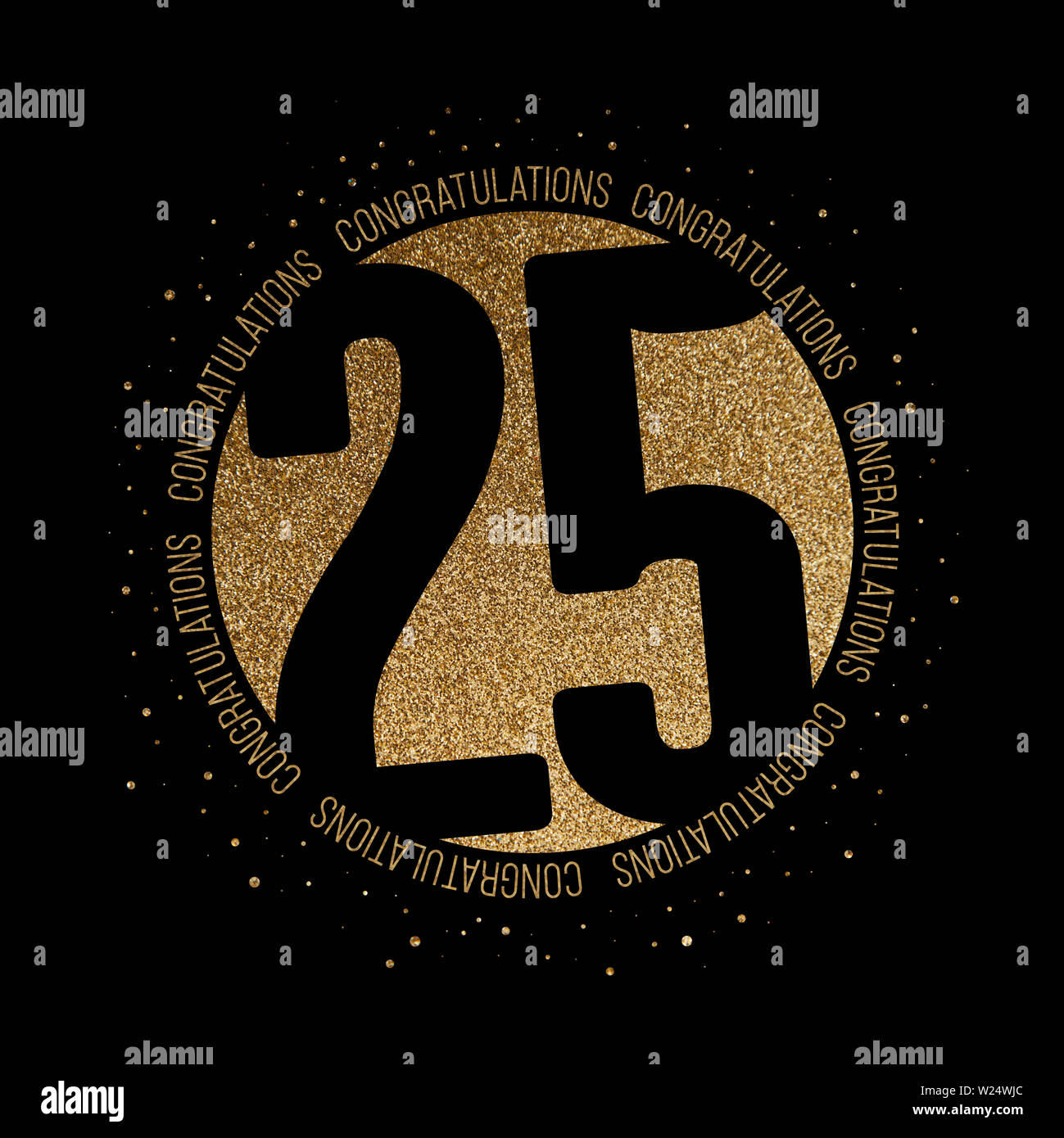 Herzlichen Glückwunsch Nr. 25 Geburtstag Jubiläum glitter Kreis design