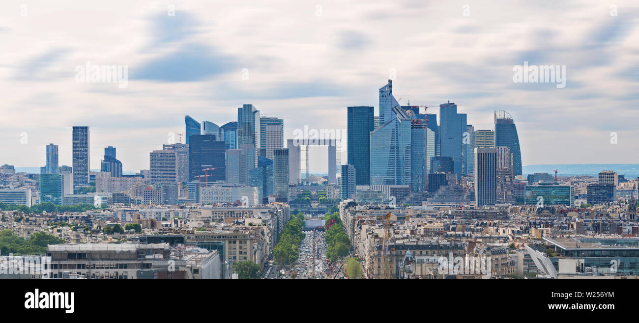 Panoramablick auf die Stadt Paris Landschaft, Geschäftsviertel modernes Gebäude in Paris, Frankreich Stockfoto