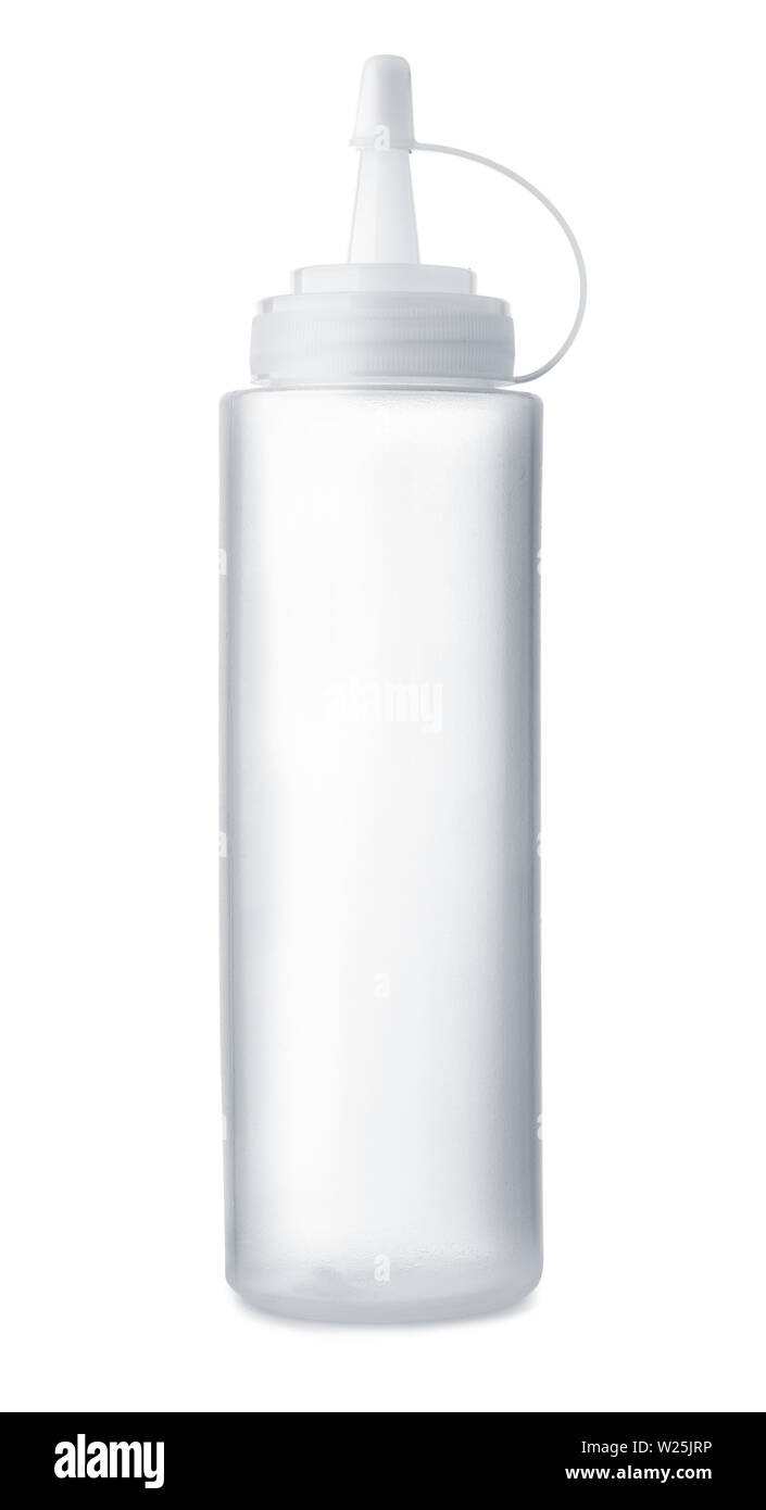 Vorderansicht von leeren Kunststoff gewürzkraut Quetschflasche isoliert auf weißem Stockfoto