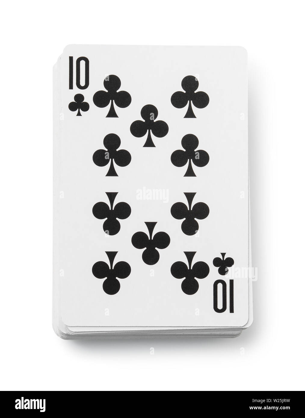 Deck Spielkarten isoliert auf weißem Stockfoto