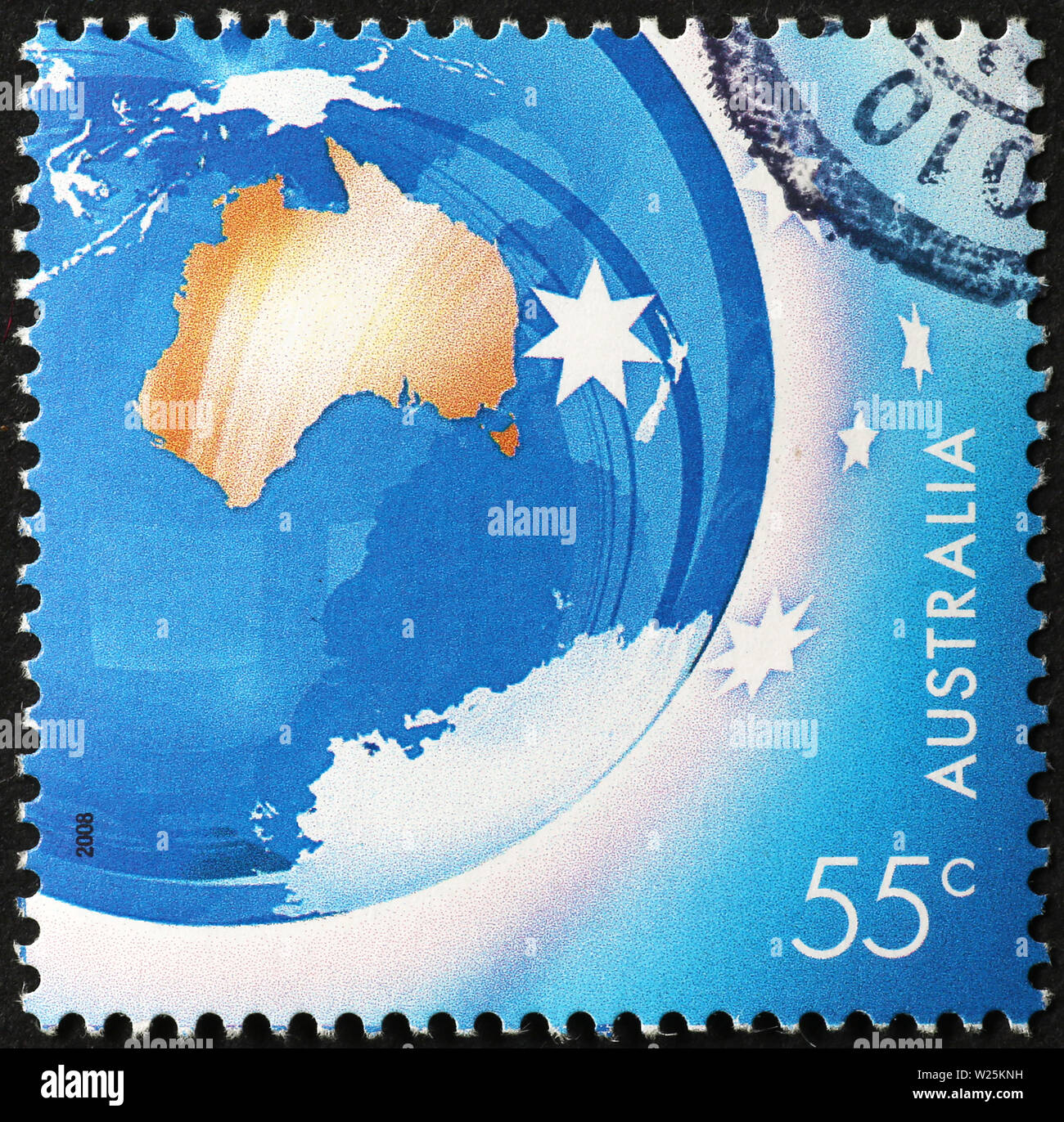 Australien und der ganzen Welt auf Briefmarke Stockfoto