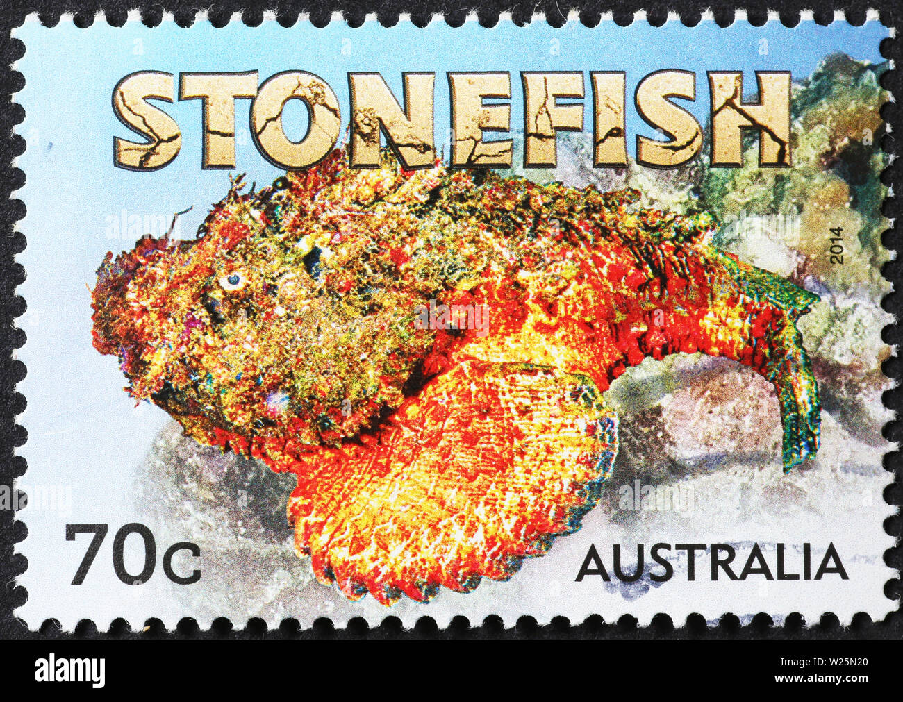 Steinfische auf australischen Briefmarke Stockfoto