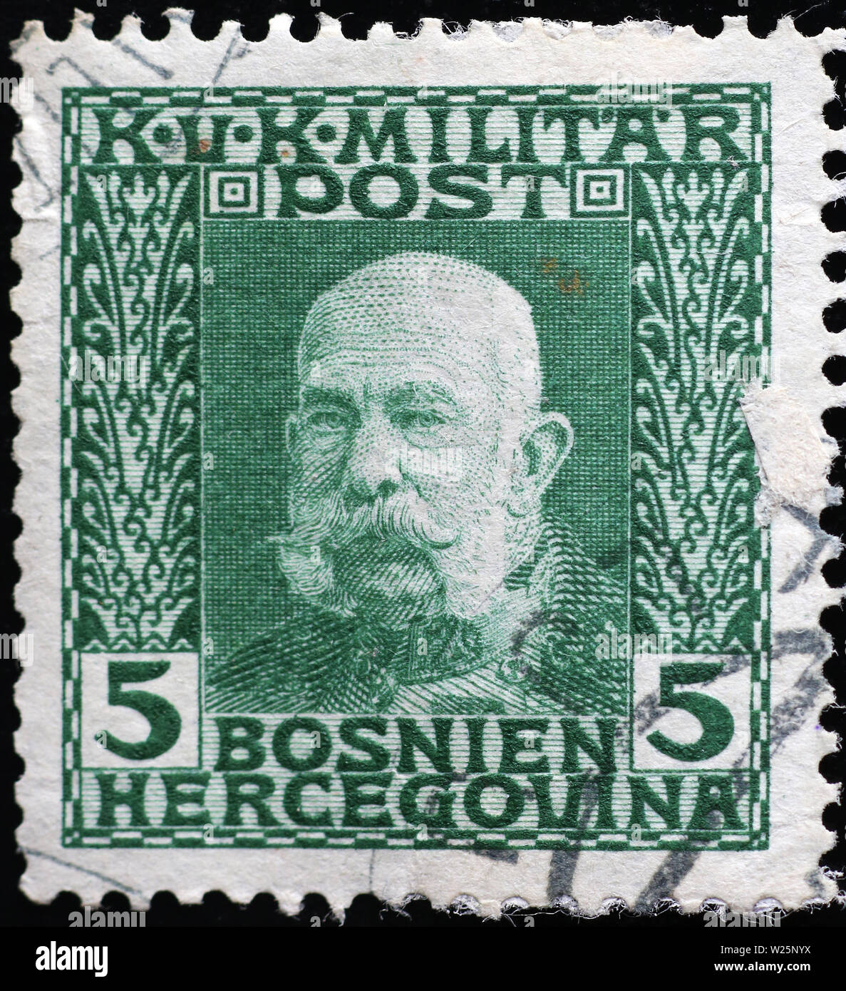 Franz Joseph I. von Österreich auf vintage Briefmarke Stockfoto