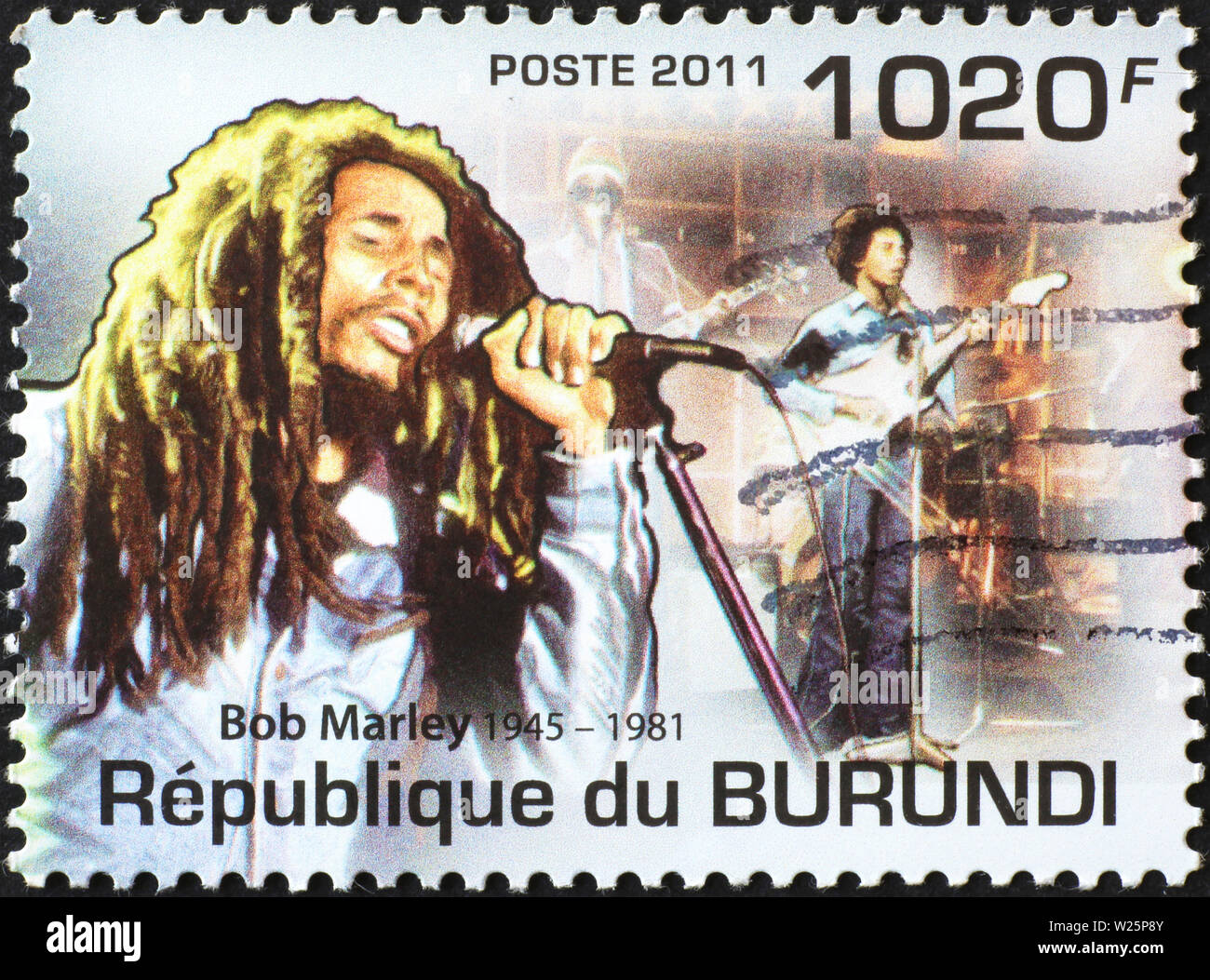 Bob Marley auf Briefmarke von Burundi Stockfoto