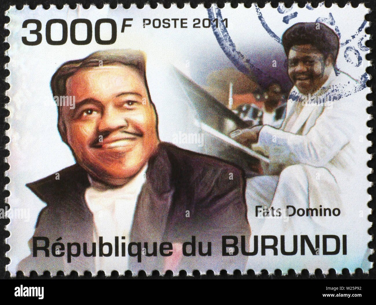 Fats Domino auf Briefmarke von Burundi Stockfoto