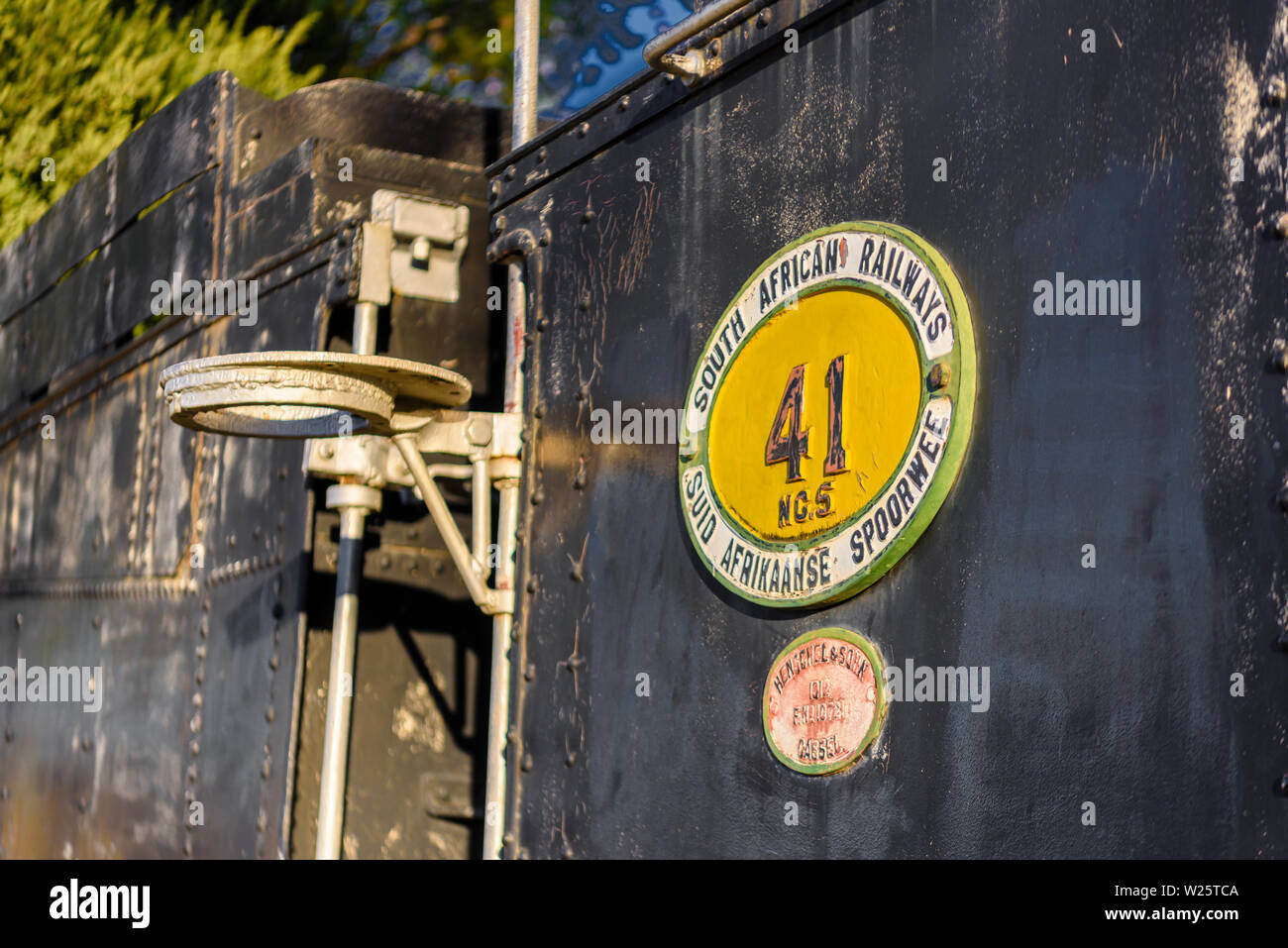 Suid Afrikaanse Spoorwee (Südafrika) Dampfzug am Bahnhof Otjiwarongo, Namibia Stockfoto