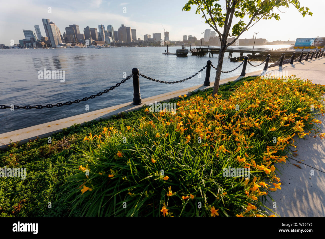 Waterfront Park, Hafen, Hafen von Boston, East Boston, Massachusetts, USA Stockfoto