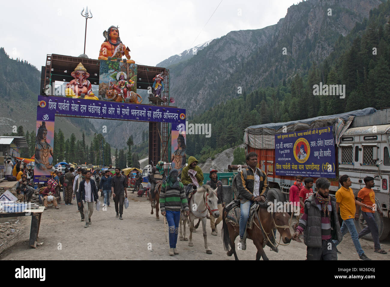 Amarnath Yatra, 2019, Kaschmir, Indien, Asien, hinduistischen Wallfahrtsort Stockfoto