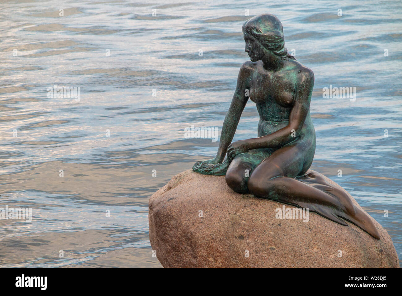 Die berühmte Statue der Kleinen Meerjungfrau in Kopenhagen, Dänemark. Stockfoto