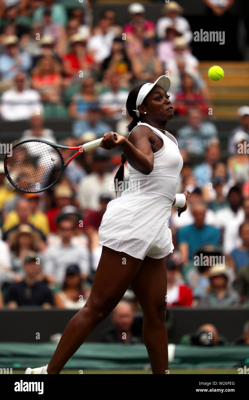 Wimbledon, 6. Juli 2019 - Sloane Stephens während ihrer dritten Runde Verlust an Johanna Konta von Großbritannien in Wimbledon. Quelle: Adam Stoltman/Alamy leben Nachrichten Stockfoto