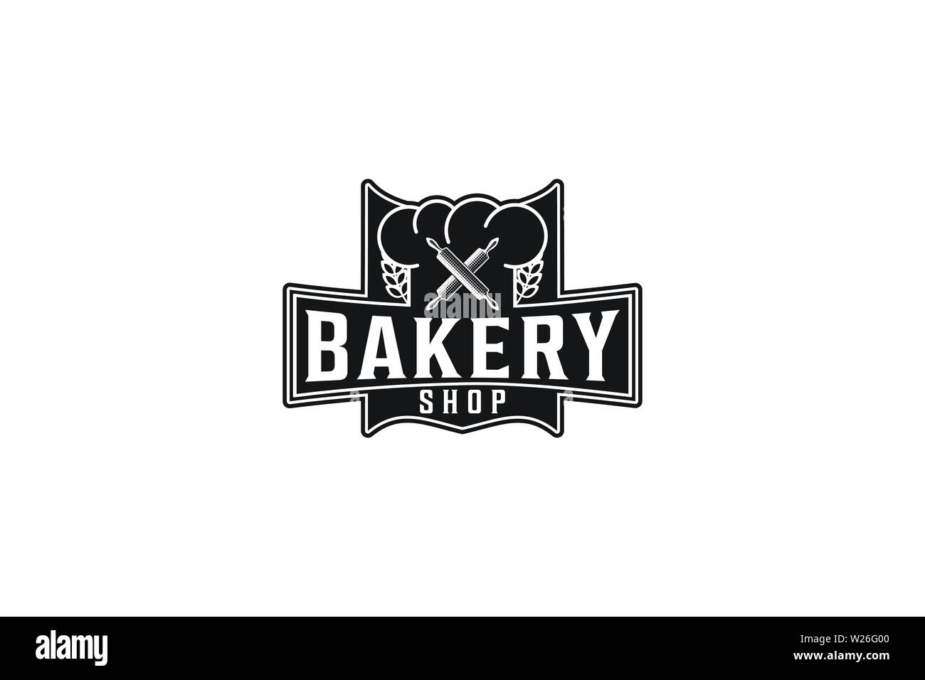 Rolling Pin gekreuzt, Vintage Bäckerei Logo Designs Rolling Pin gekreuzt, Vintage Bäckerei Logo Designs
