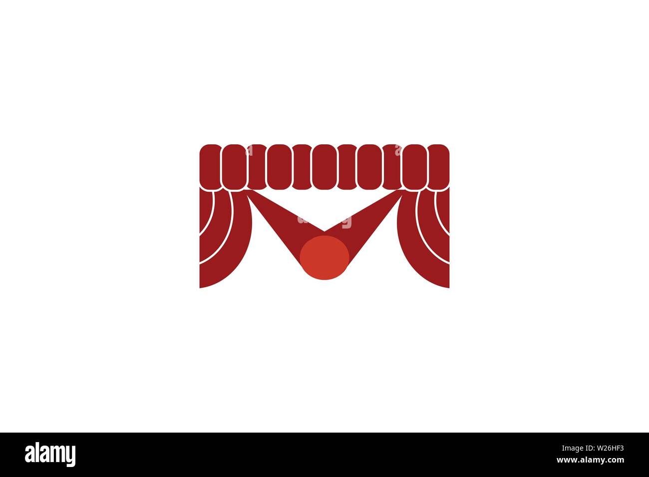 Rote Vorhang Logo Designs Inspiration isoliert auf weißem Hintergrund Stock Vektor