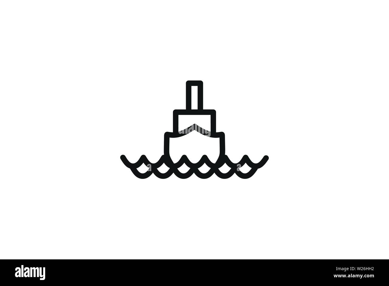 Schiff und Wave Logo Designs Inspiration isoliert auf weißem Hintergrund Stock Vektor